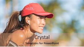 Presentation with asian music - Colorful slide deck enhanced with healthy active woman runner listening backdrop and a coral colored foreground