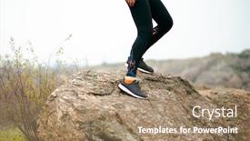  Presentation with active lifestyle - Cool new PPT layouts with woman-runner-on-the-mountain backdrop and a coral colored foreground