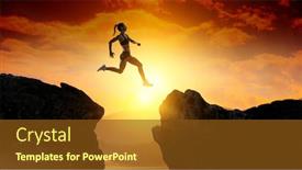  Presentation with difficulty - Presentation with woman-runner-overcoming-difficulty-mixed background and a tawny brown colored foreground