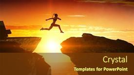  Presentation with difficulty - Presentation theme featuring woman-runner-overcoming-difficulty-mixed background and a tawny brown colored foreground