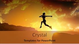  Presentation with woman runner - PPT theme featuring woman-runner-overcoming-difficulty-mixed background and a gold colored foreground