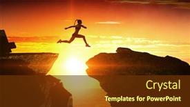  Presentation with difficulty - PPT layouts with woman-runner-overcoming-difficulty-mixed background and a tawny brown colored foreground