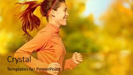  Presentation with fall foliage - Colorful slides enhanced with woman runner running in fall backdrop and a gold colored foreground