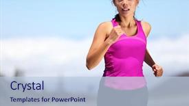  Presentation with woman runner - Colorful PPT theme enhanced with top jogging on mountain road backdrop and a sky blue colored foreground
