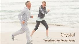  Presentation with get together - PPT layouts enhanced with woman running - fit couple jogging together background and a lemonade colored foreground