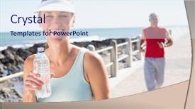  Presentation with together we - Theme featuring woman running - fit mature couple jogging together background and a sky blue colored foreground