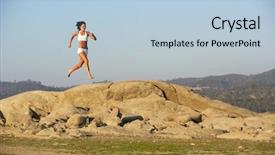  Presentation with path - Amazing slides having woman running down a path backdrop and a light blue colored foreground