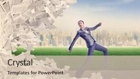  Presentation with running - Cool new PPT layouts with girl tornado - woman running from papers backdrop and a lemonade colored foreground