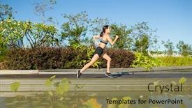  Presentation with park - Slide deck with woman-running-in-a-park background and a coral colored foreground