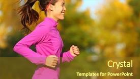  Presentation with fall color - Audience pleasing PPT theme consisting of woman running in autumn fall backdrop and a tawny brown colored foreground