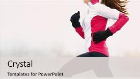  Presentation with winter weather - Slide set with woman running in cold weather background and a light gray colored foreground