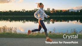  Presentation with family health - PPT theme enhanced with woman-running-in-the-park background and a gray colored foreground