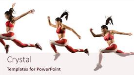  Presentation with running - Beautiful presentation theme featuring woman-running-isolated-on-white backdrop and a lemonade colored foreground