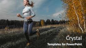  Presentation with fork road - Amazing PPT layouts having woman-running-off-road backdrop and a tawny brown colored foreground