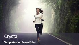  Presentation with girl model - Cool new PPT layouts with woman running on road female backdrop and a tawny brown colored foreground