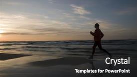  Presentation with sunset beach - Presentation theme having woman running on the beach background and a dark gray colored foreground