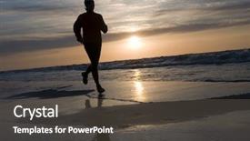  Presentation with sunset beach - Audience pleasing presentation consisting of woman running on the beach backdrop and a tawny brown colored foreground