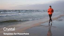 Presentation with sunset at venice beach palm - Presentation theme featuring woman running on the beach background and a gray colored foreground