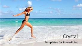  Presentation with running - Amazing slide deck having woman running on the beach backdrop and a lemonade colored foreground