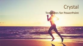  Presentation with sunset beach - Audience pleasing presentation consisting of woman running on the beach backdrop and a cream colored foreground
