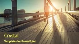  Presentation with sunlight - Beautiful PPT theme featuring woman running on the bridge backdrop and a tawny brown colored foreground