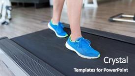  Presentation with running treadmill - Amazing slide deck having woman running on the treadmill at the gym backdrop and a ocean colored foreground