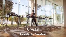  Presentation with running treadmill - Theme featuring woman-running-on-treadmill background and a tawny brown colored foreground
