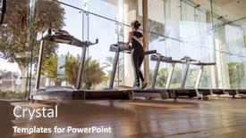  Presentation with running treadmill - Cool new presentation with woman-running-on-treadmill backdrop and a tawny brown colored foreground