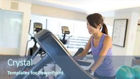  Presentation with running treadmill - Slide set enhanced with woman running on treadmill background and a ocean colored foreground