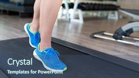  Presentation with running treadmill - Amazing presentation design having woman running on treadmill backdrop and a ocean colored foreground