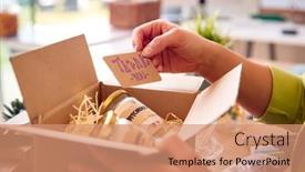  Presentation with running - Slides enhanced with woman-running-online-business background and a coral colored foreground