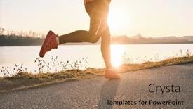  Presentation with health balance - Slide deck having woman-running-outdoors-healthy-lifestyle background and a coral colored foreground