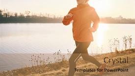  Presentation with health balance - Presentation design with woman-running-outdoors-healthy-lifestyle background and a coral colored foreground
