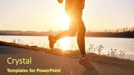  Presentation with health balance - Slide set having woman-running-outdoors-healthy-lifestyle background and a tawny brown colored foreground