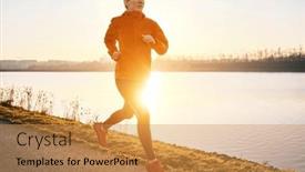  Presentation with health balance - PPT layouts enhanced with woman-running-outdoors-healthy-lifestyle background and a gold colored foreground