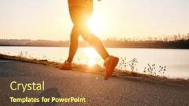  Presentation with health balance - PPT layouts having woman-running-outdoors-healthy-lifestyle background and a tawny brown colored foreground