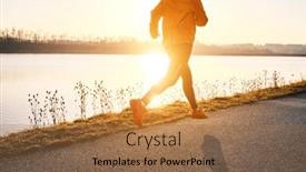  Presentation with health balance - Presentation theme with woman-running-outdoors-healthy-lifestyle background and a coral colored foreground