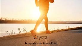  Presentation with health balance - PPT theme enhanced with woman-running-outdoors-healthy-lifestyle background and a red colored foreground