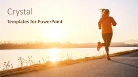  Presentation with health balance - Theme featuring woman-running-outdoors-healthy-lifestyle background and a cream colored foreground