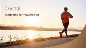  Presentation with health-balance - Theme with woman-running-outdoors-healthy-lifestyle and a cream colored foreground