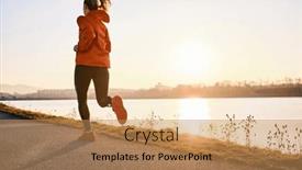  Presentation with health-balance - Slide set having woman-running-outdoors-in-autumn and a  colored foreground