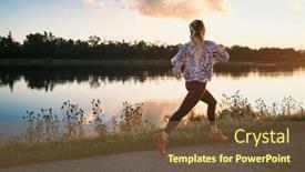  Presentation with health balance - Slide set consisting of woman-running-outdoors background and a tawny brown colored foreground