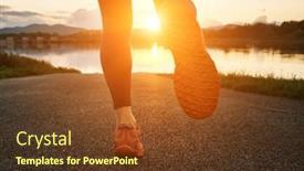  Presentation with health balance - Presentation theme enhanced with woman-running-outdoors background and a tawny brown colored foreground