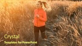  Presentation with health balance - PPT layouts having woman-running-outdoors background and a tawny brown colored foreground