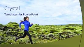  Presentation with running race - Slide set enhanced with woman-running-trail-runner background and a sky blue colored foreground