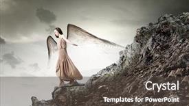  Presentation with angel wings - Slide deck with woman running with angel wings background and a dark gray colored foreground