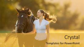  Presentation with health woman running female runner - Amazing slide set having woman running with her horse backdrop and a gold colored foreground