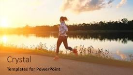  Presentation with health balance - Slides with woman-runs-in-the-park background and a coral colored foreground