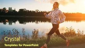  Presentation with family health - Presentation design with woman-runs-in-the-park background and a tawny brown colored foreground