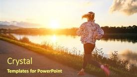  Presentation with health balance - PPT layouts featuring woman-runs-in-the-park background and a tawny brown colored foreground